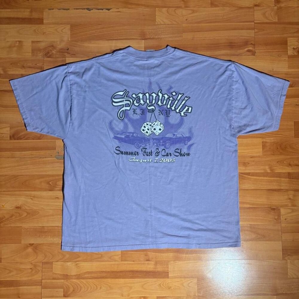 2005 Sayville Summer Fest Car Show Purple Tee Size L Festival Shirt